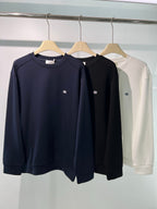 Black Cotton Small Logo Crewneck - Men's