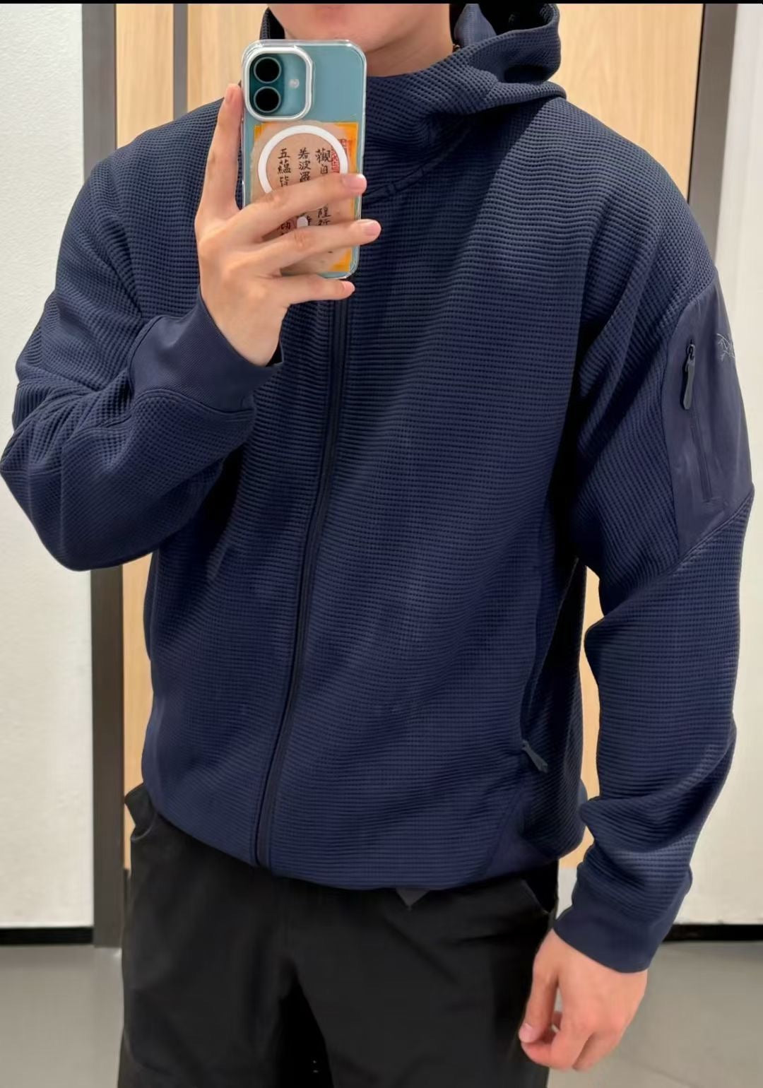 Navy Cotton Plain Hooded - Men's