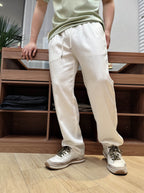 Cream Cotton Drawstring Straight - Women's