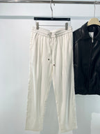 Cream Cotton Drawstring Straight - Women's