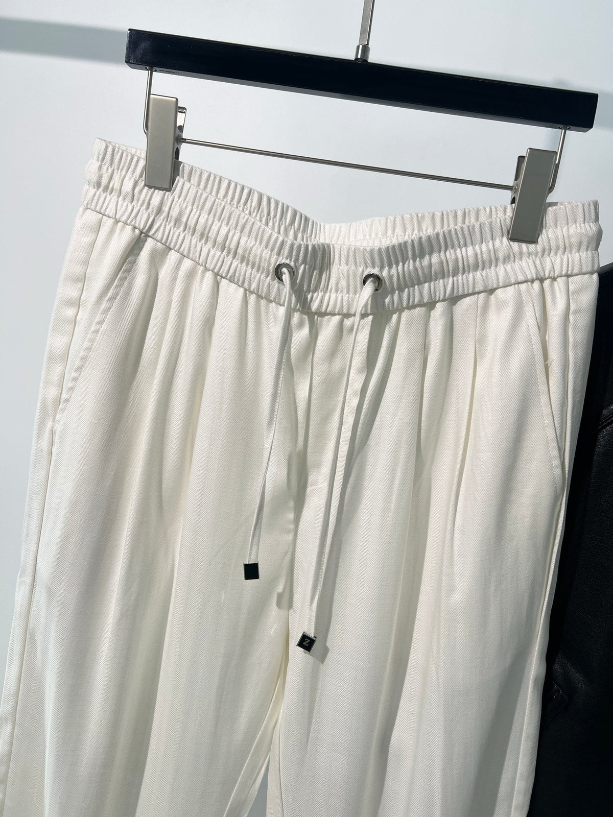 Cream Cotton Drawstring Straight - Women's