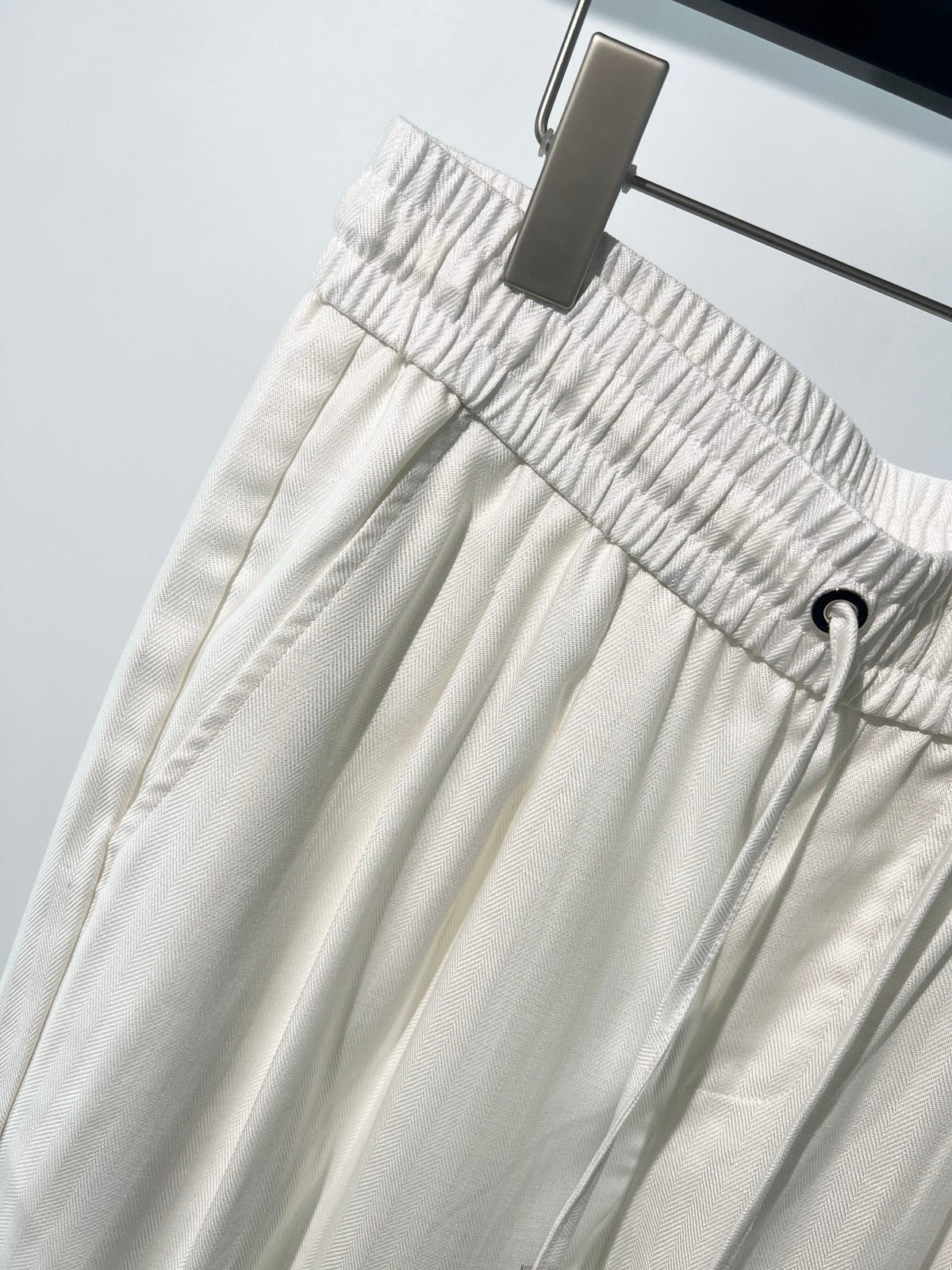 Cream Cotton Drawstring Straight - Women's