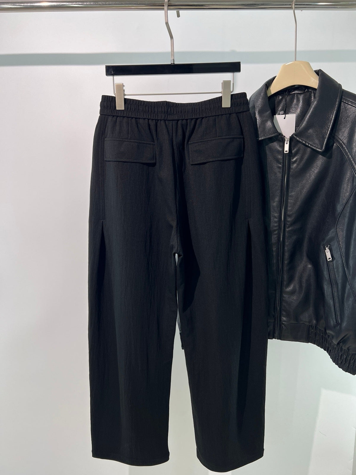 Black Cotton Elasticated Wide-Leg - Men's