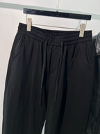 Black Cotton Elasticated Wide-Leg - Men's