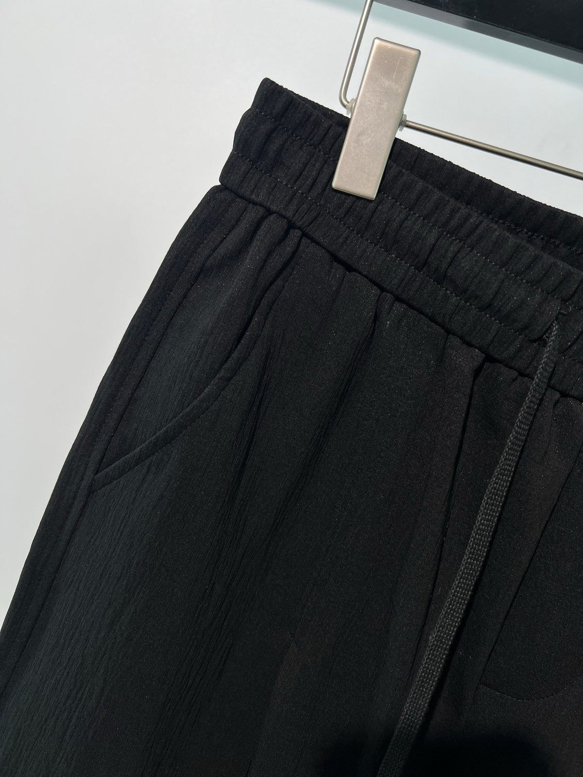 Black Cotton Elasticated Wide-Leg - Men's