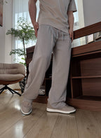 Black Cotton Elasticated Wide-Leg - Men's