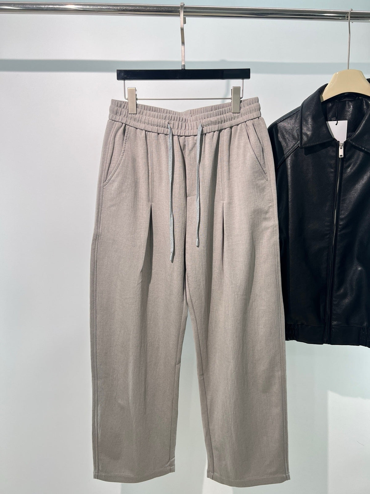 Black Cotton Elasticated Wide-Leg - Men's