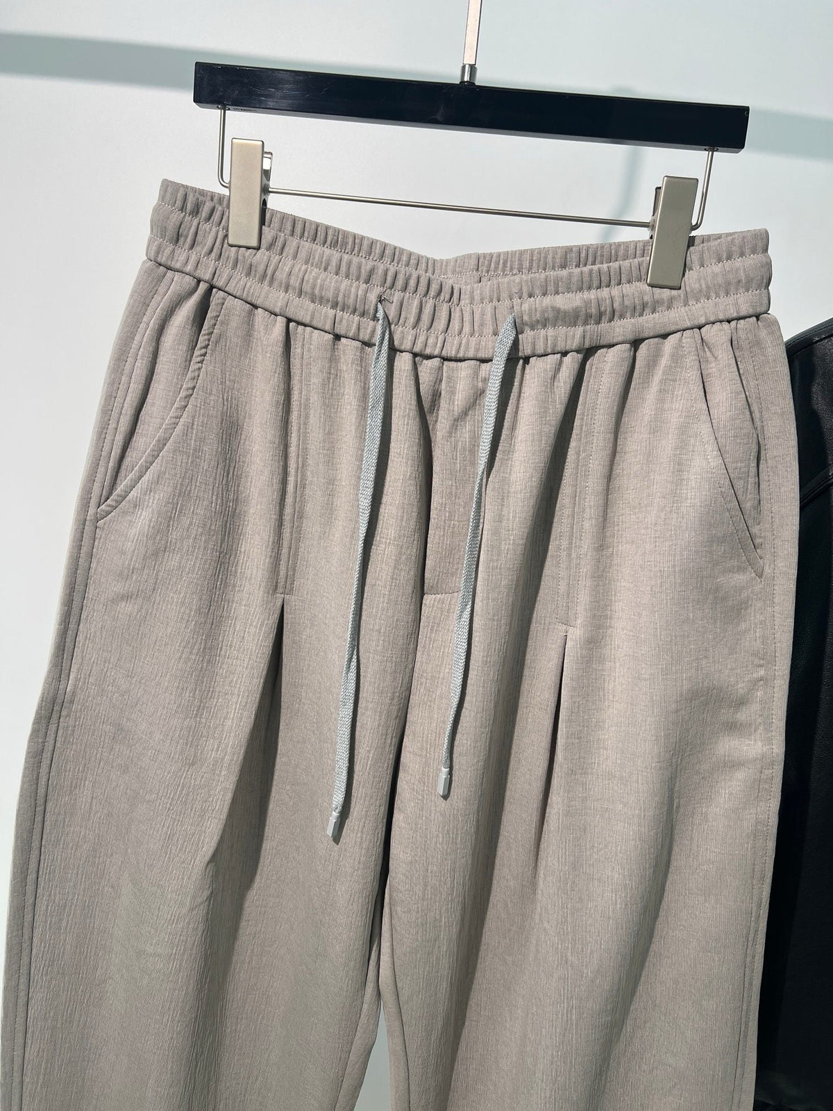 Black Cotton Elasticated Wide-Leg - Men's