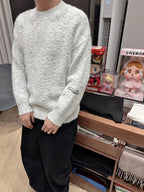Red Wool Plain Crewneck - Men's