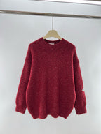 Red Wool Plain Crewneck - Men's