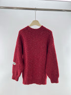 Red Wool Plain Crewneck - Men's