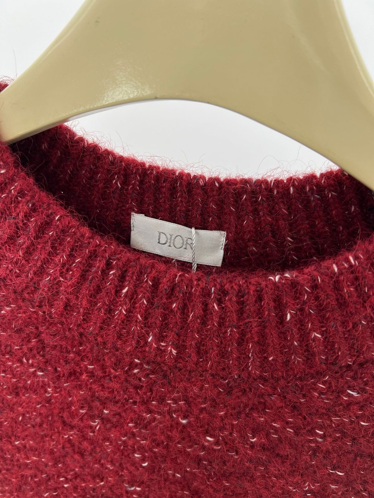 Red Wool Plain Crewneck - Men's