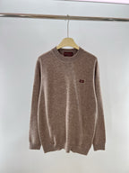 Brown Wool Chest Logo Crewneck - Men's