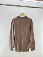 Brown Wool Chest Logo Crewneck - Men's