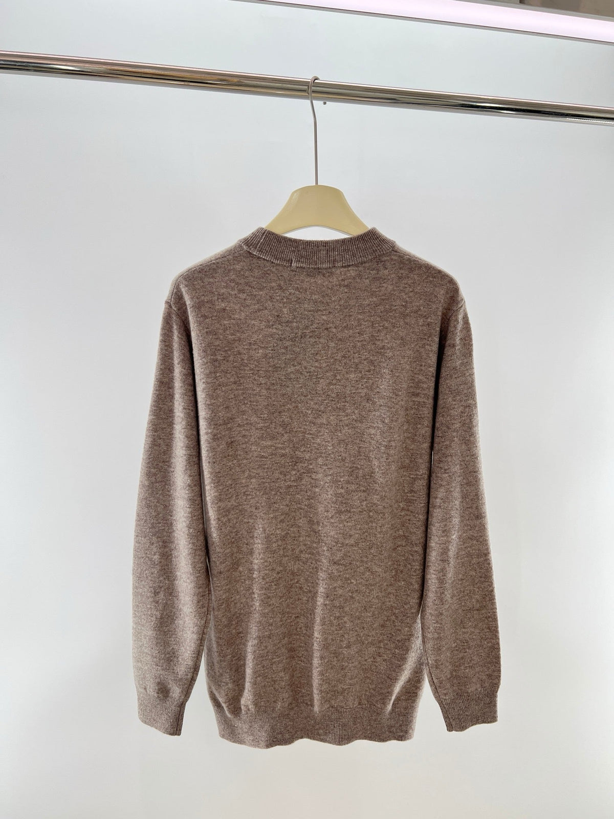 Brown Wool Chest Logo Crewneck - Men's
