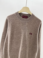 Brown Wool Chest Logo Crewneck - Men's