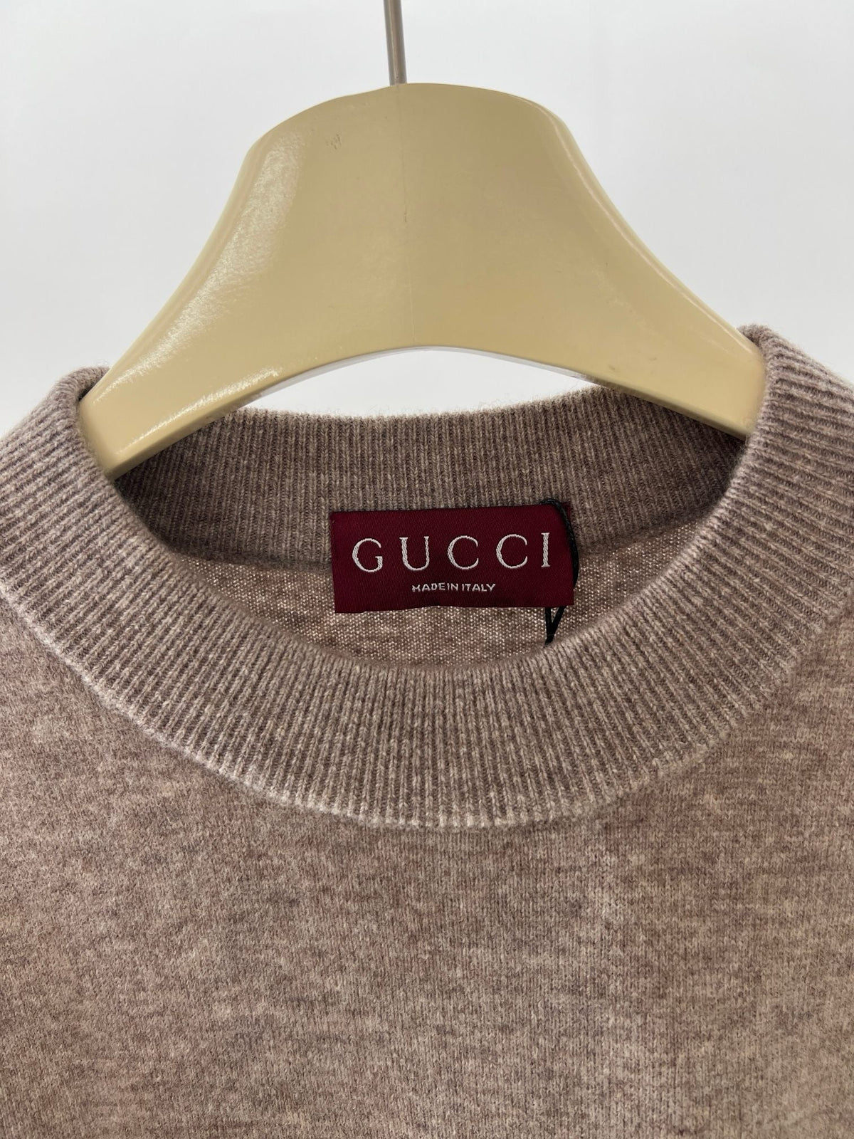 Brown Wool Chest Logo Crewneck - Men's