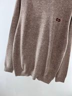 Brown Wool Chest Logo Crewneck - Men's