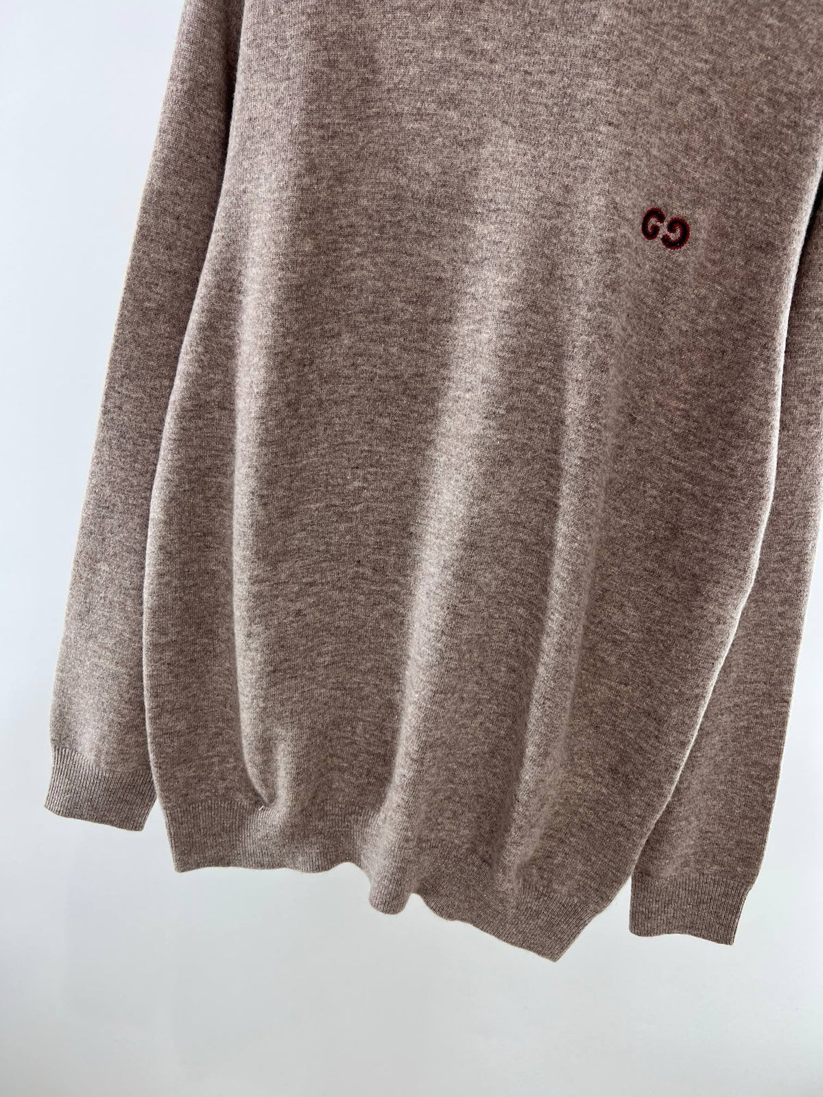 Brown Wool Chest Logo Crewneck - Men's
