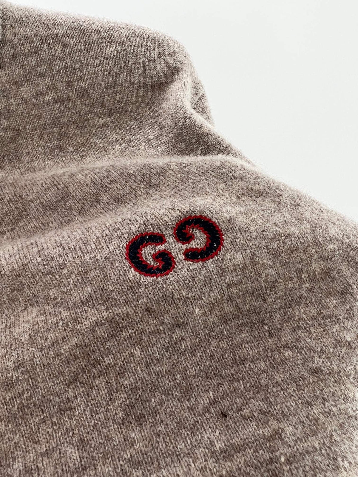 Brown Wool Chest Logo Crewneck - Men's