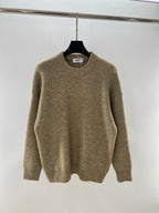 Brown Wool Plain Crewneck - Men's