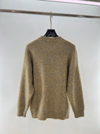 Brown Wool Plain Crewneck - Men's