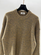 Brown Wool Plain Crewneck - Men's