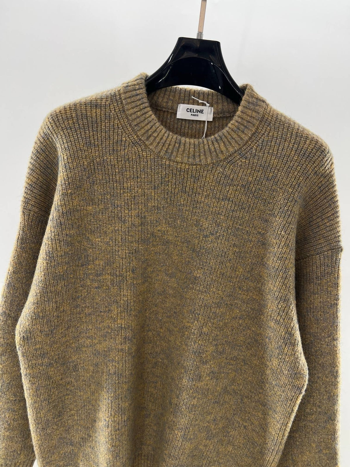 Brown Wool Plain Crewneck - Men's