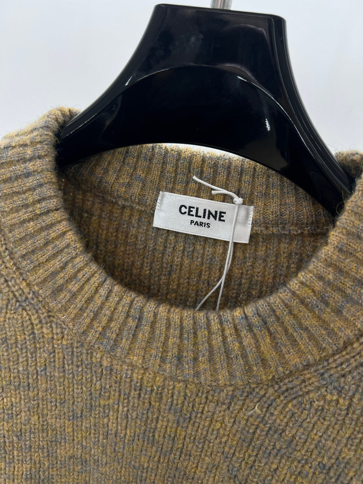 Brown Wool Plain Crewneck - Men's