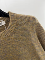 Brown Wool Plain Crewneck - Men's