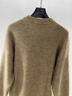 Brown Wool Plain Crewneck - Men's