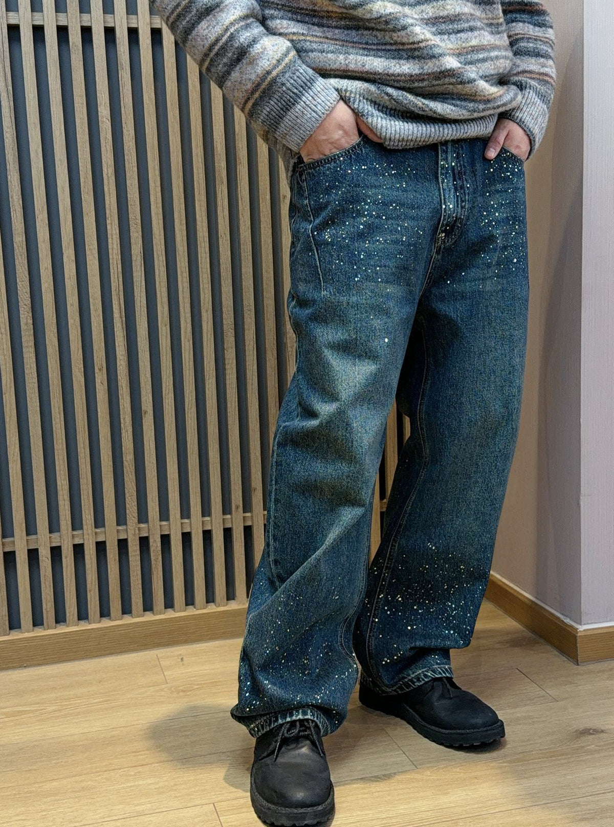 Blue Denim Faded Straight - Men's