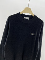 Black Wool Chest Logo Crewneck - Men's