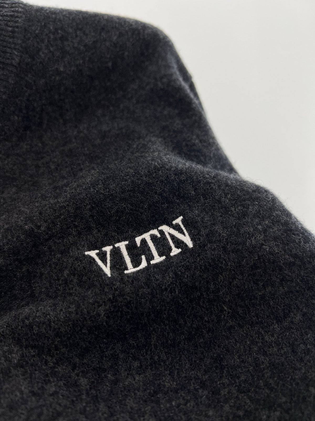 Black Wool Chest Logo Crewneck - Men's