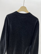 Black Wool Chest Logo Crewneck - Men's