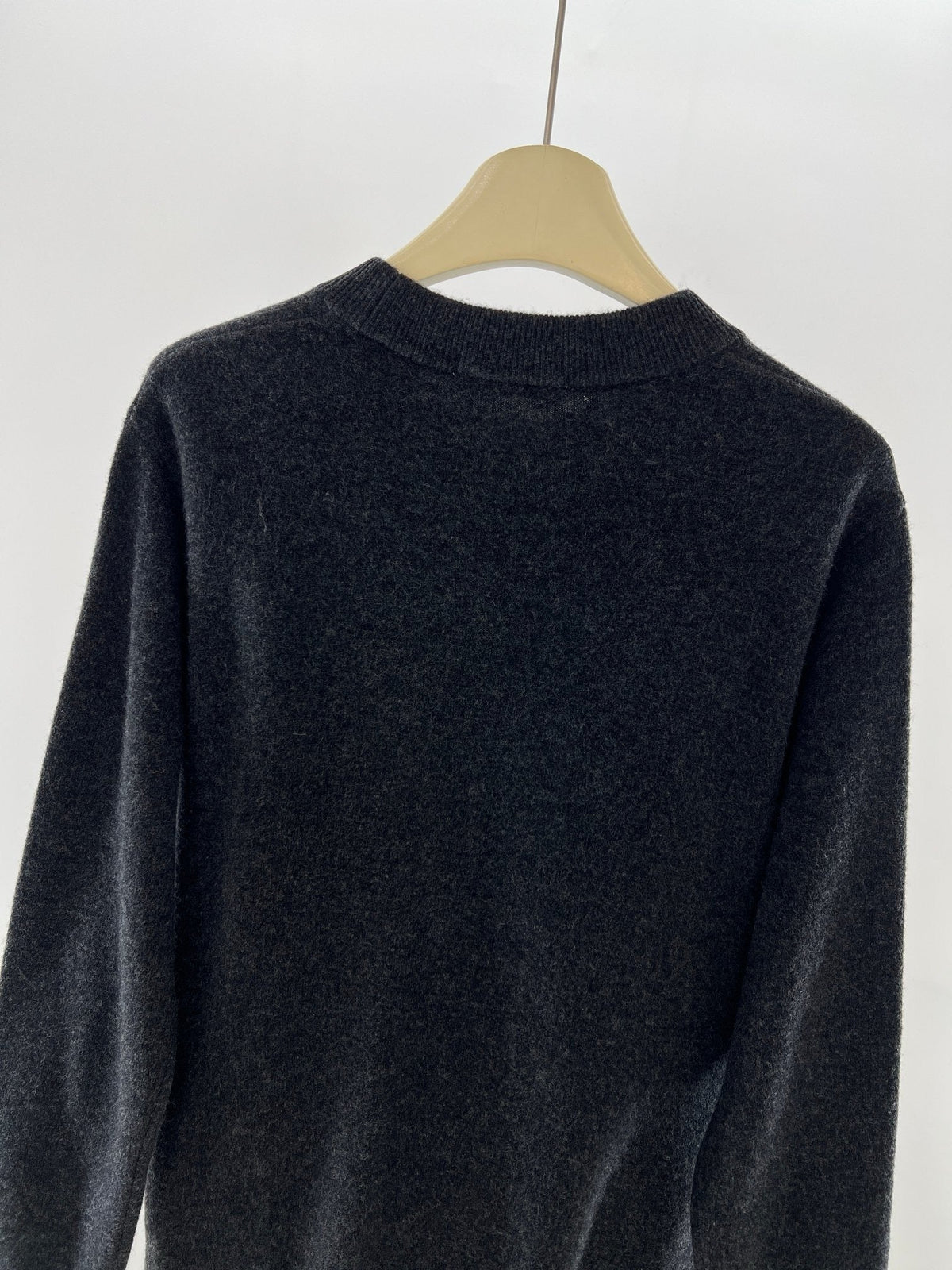 Black Wool Chest Logo Crewneck - Men's