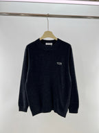Black Wool Chest Logo Crewneck - Men's