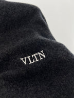 Black Wool Chest Logo Crewneck - Men's