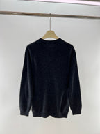 Black Wool Chest Logo Crewneck - Men's