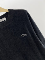 Black Wool Chest Logo Crewneck - Men's