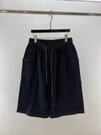 Black Cotton Contrast Tie Drawstring - Men's