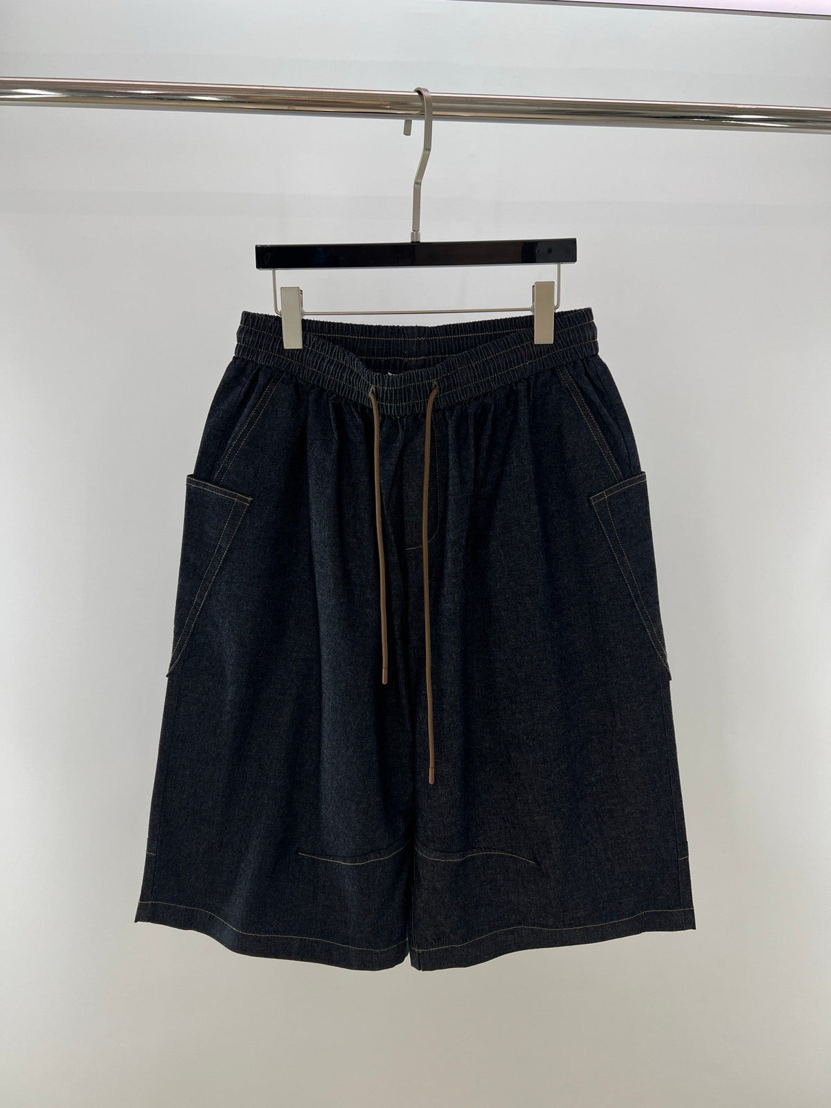 Black Cotton Contrast Tie Drawstring - Men's