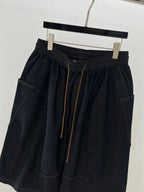 Black Cotton Contrast Tie Drawstring - Men's