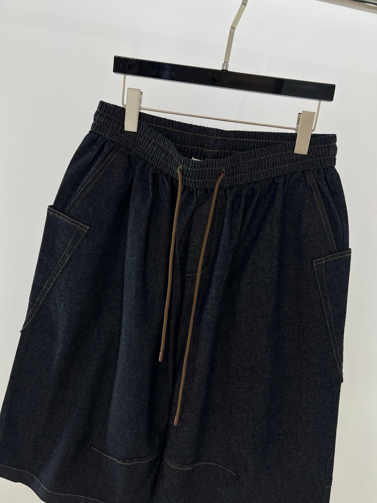 Black Cotton Contrast Tie Drawstring - Men's