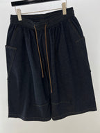 Black Cotton Contrast Tie Drawstring - Men's