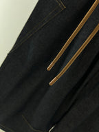 Black Cotton Contrast Tie Drawstring - Men's