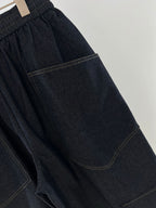 Black Cotton Contrast Tie Drawstring - Men's