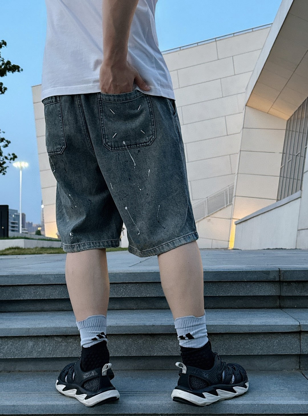 Grey Denim Washed Drawstring - Men's