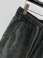 Grey Denim Washed Drawstring - Men's