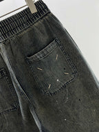 Grey Denim Washed Drawstring - Men's